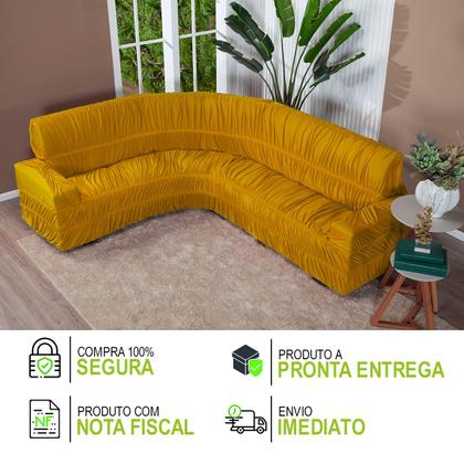 Imagem de Kit Protetor Capa De Sofá Canto 6Lugares Elasticada Mostarda