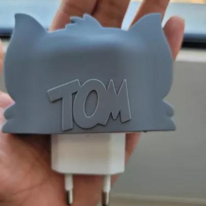 Imagem de Kit Protetor De Cabo Usb E Capa Carregador Celular Tom Jerry