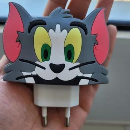 Imagem de Kit Protetor De Cabo Usb E Capa Carregador Celular Tom Jerry