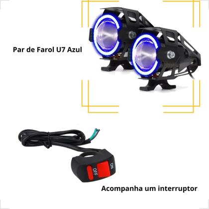 Imagem de Kit Protetor de Carenagem + Par Farol de Milha U7 Angel Eye Azul Moto Titan/Fan/Start 160 2025
