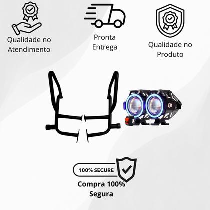 Imagem de Kit Protetor de Carenagem + Par Farol de Milha U7 Angel Eye Azul Moto Titan/Fan/Start 160 2025