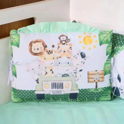 Imagem de Kit Protetor de Mini Berço Bebê Menino e Menina 10 Peças Com Trança e Lateral