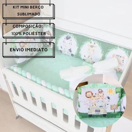Imagem de Kit Protetor de Mini Berço Bebê Menino e Menina 10 Peças Com Trança e Lateral