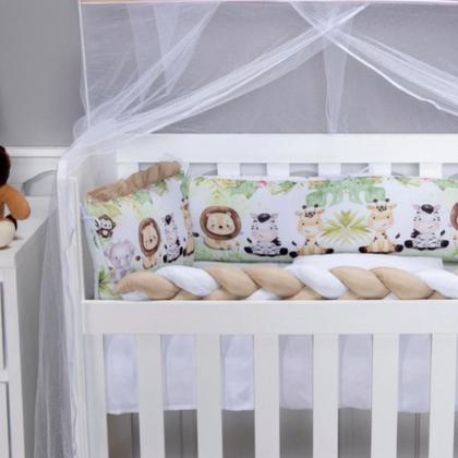 Imagem de Kit Protetor de Mini Berço Menino e Menina Safari 08 Pçs e Outros Modelos Com Trança e Lateral - 254