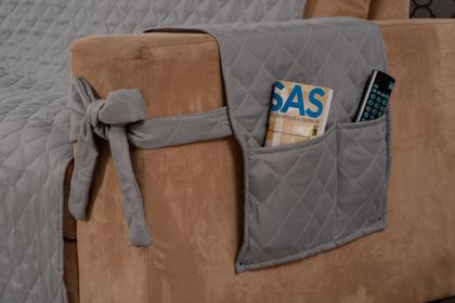 Imagem de Kit Protetor De Sofá 2 E 3 Lugares Matelado Com Laço Cinza