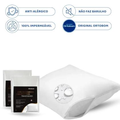Imagem de Kit Protetor Impermeável Queen e 2 Capas Travesseiro C/Zíper