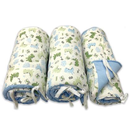 Imagem de Kit Protetor Lateral De Berço + Lençol Avulso Com Elástico - Malha 100% Algodão Anti Alérgica