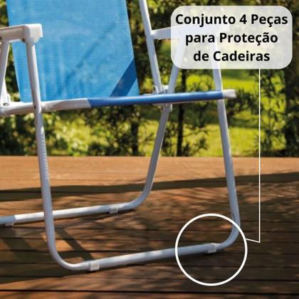 Imagem de Kit Protetor para Cadeira de Praia Quadrado Branco / Protetor de Pe para Cadeira Evita Riscos Mor