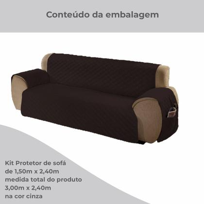 Imagem de Kit Protetor Para Sofá 2 e 3 Lugares com Bolso Multiuso