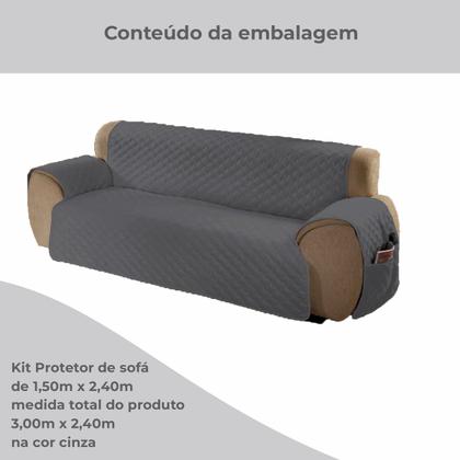Imagem de Kit Protetor Para Sofá 2 e 3 Lugares com Bolso Multiuso