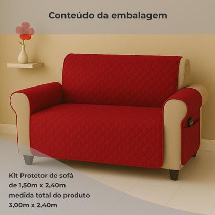 Imagem de Kit Protetor Para Sofá 2 e 3 Lugares com Bolso Multiuso