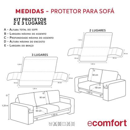 Imagem de Kit Protetor Para Sofá 2 e 3 Lugares com Bolso Multiuso