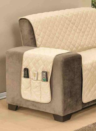 Imagem de Kit protetor para sofa padrao reclinavel capa de 2 e 3 lugares em dupla face matelado + porta objetos largura dos assentos 1,10m e 1,50m