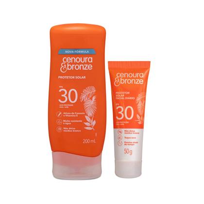 Imagem de Kit Protetor Solar Cenoura e Bronze FPS30 50g + FPS30 200ml