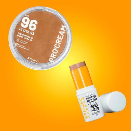 Imagem de Kit Protetor Solar Pink Cheeks - Pro Stick Pro20 com Cor + Pro Cream FPS96 para Pele Clara