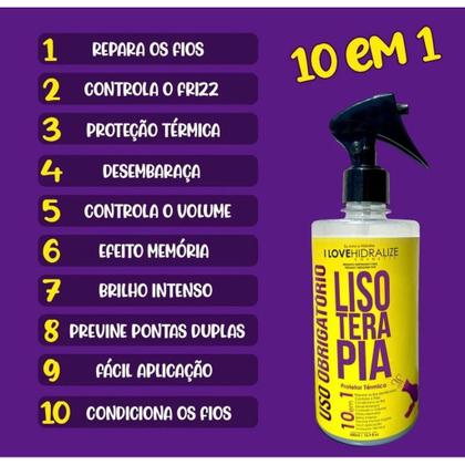Imagem de Kit Protetor Térmico Capilar Spray Lisoterapia Uso Obrigatório 500 Ml + Máscara Reconstrutora 400g