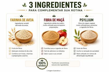 Imagem de Kit Psyllium Farinha de Aveia Fibra de Maçã 100g Cada Natural