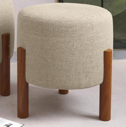 Imagem de Kit Puf,Puff Sala Redondo Thor Cores Bege ou Cinza Pés Palitos Madeira Maciça Luxo
