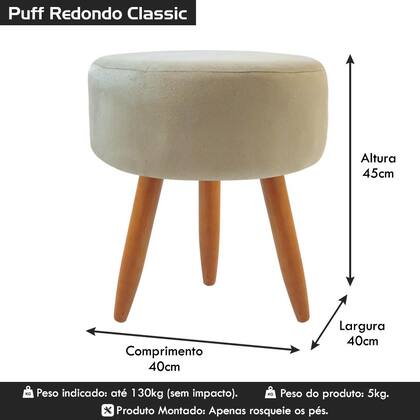 Imagem de Kit Puff 2 Banqueta Decorativo Redondo Para Sala de Estar Bege
