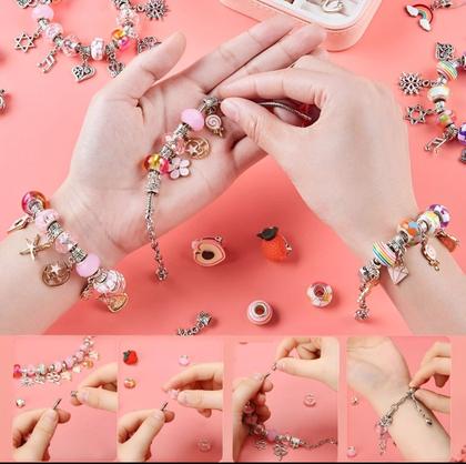 Imagem de Kit Pulseira 66pçs Delicada Com Porta Joias Infantil