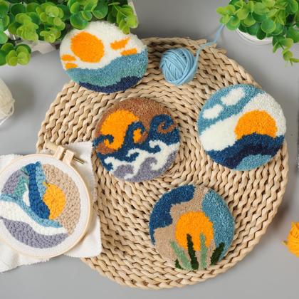 Imagem de Kit Punch Needle Coasters iienjoy para iniciantes com 6 padrões