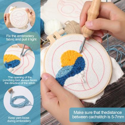 Imagem de Kit Punch Needle Coasters iienjoy para iniciantes com 6 padrões