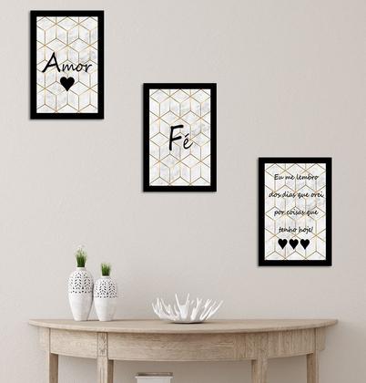 Imagem de Kit Quadros Decorativos de Parede Sala Quarto Abstrato Frases 20x30cm