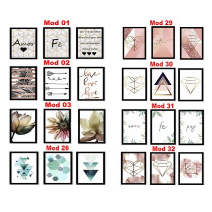 Imagem de Kit Quadros Decorativos de Parede Sala Quarto Abstrato Frases 20x30cm