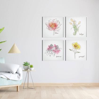 Imagem de Kit Quadros Decorativos Primavera Viva Flores Em Guache