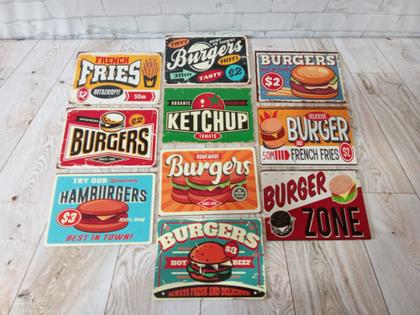 Imagem de Kit Quadros Hamburgueria Lanchonete Retro 10 Peças 21x15cm