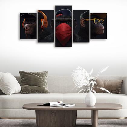 Imagem de Kit Quadros Mosaico Macacos Gangue Surdo Estilo Cego Mudo
