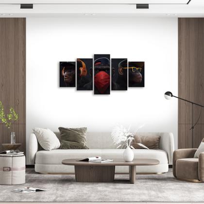 Imagem de Kit Quadros Mosaico Macacos Gangue Surdo Estilo Cego Mudo