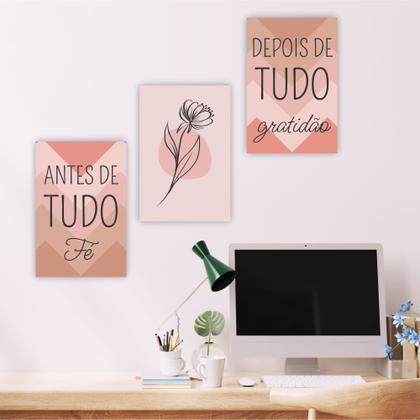 Imagem de Kit quadros para sala quarto cozinha escritório gratidão