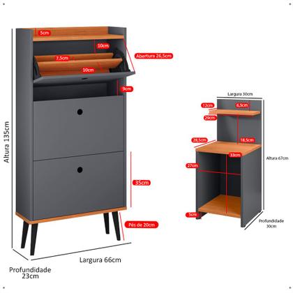 Imagem de Kit Quarto 2 Mesas Cabeceira Nicho Prateleira Sapateira Vertical Organizadora 18 Pares Calçados - Lojas RPM