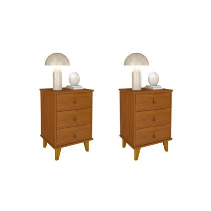 Imagem de Kit Quarto 2 Mesas De Cabeceira Grécia e 1 Cabeceira Para Cama Queen em Linho