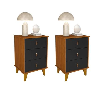 Imagem de Kit Quarto 2 Mesas De Cabeceira Grécia e 1 Cabeceira Para Cama Queen em Linho