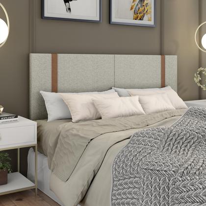 Imagem de Kit Quarto 2 Mesas De Cabeceira Grécia e 1 Cabeceira Para Cama Queen em Linho