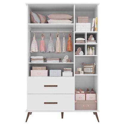 Imagem de Kit Quarto Bebê Helena Retrô Branco Roupeiro + Cômoda + Berço Mini Cama Ana - Mobili