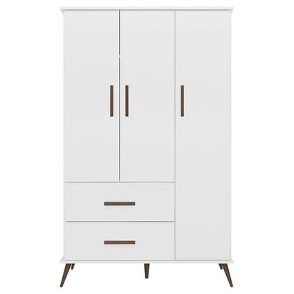 Imagem de Kit Quarto Bebê Helena Retrô Branco Roupeiro + Cômoda + Berço Mini Cama Ana - Mobili