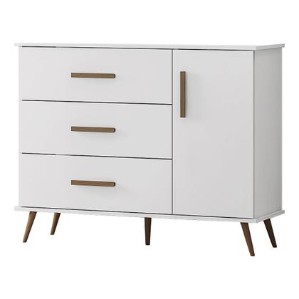 Imagem de Kit Quarto Bebê Helena Retrô Branco Roupeiro + Cômoda + Berço Mini Cama Ana - Mobili