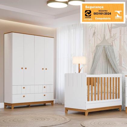 Imagem de Kit Quarto Berço com Roupeiro Biscoito e Colchão Incluso