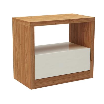 Imagem de Kit Quarto Cabeceira King com 2 Mesas de Cabeceira MDF Freijó Off White Dalla Costa