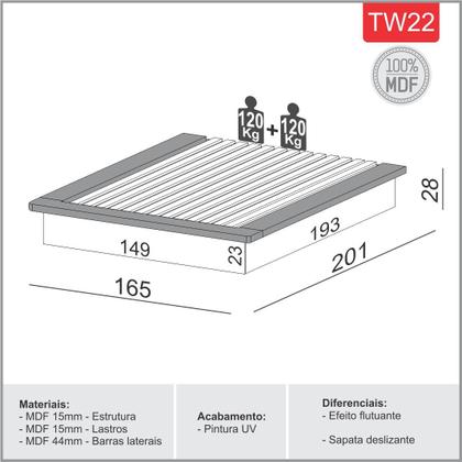 Imagem de Kit Quarto Cama + 2 Mesa De Cabeceira + Cabeceira 3,0m MDF