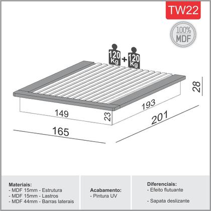 Imagem de Kit Quarto Cama + 2 Mesa De Cabeceira + Cabeceira 3,0m MDF