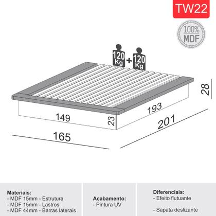 Imagem de Kit Quarto Cama + 2 Mesa De Cabeceira + Cabeceira 3,0m MDF