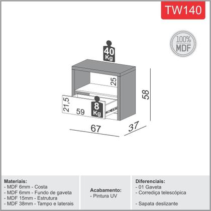 Imagem de Kit Quarto Cama + 2 Mesa De Cabeceira + Cabeceira 3,0m MDF