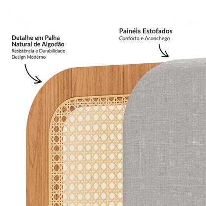 Imagem de Kit Quarto Cama + Cabeceira+ 2 Mesas De Cabeceira MDF Freijó