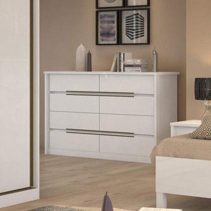 Imagem de Kit Quarto Casal 2 Peças com Guarda-Roupa Spazio e Cômoda Urban Branco
