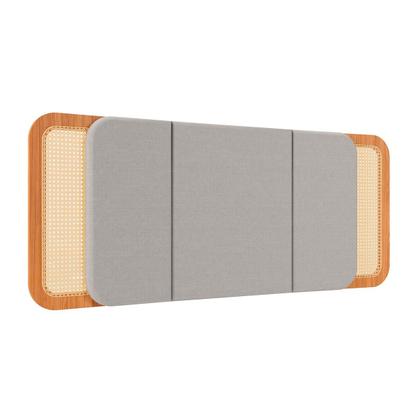 Imagem de Kit Quarto Completo Cama Cabeceira 2 Mesas Lateral com Palha Natural MDF Freijó Dalla Costa