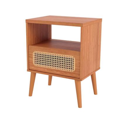 Imagem de Kit Quarto Completo Cama Cabeceira 2 Mesas Lateral com Palha Natural MDF Freijó Dalla Costa